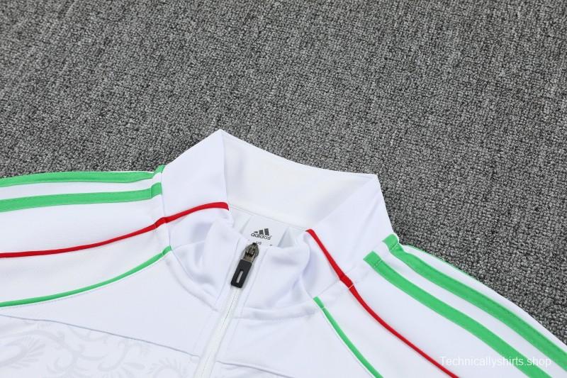 2026 Algeria White with Green and Red Stripes FULL Zipper Jacket Tracksuit +Long Pants