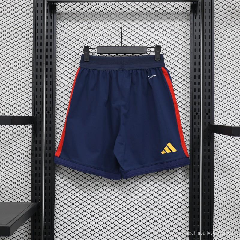 2026 Player Version Spain Navy Blue with Red Yellow Stripes Shorts