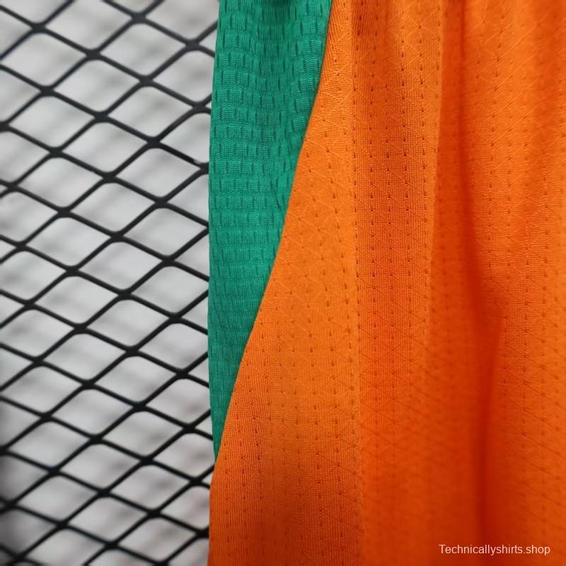 2026 Player Version Ivory Coast Orange with Green Side Panels Shorts