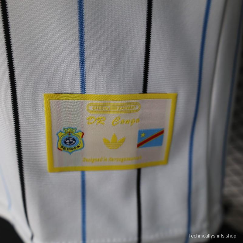 2026 Player Version DR Congo White with Black and Blue Pinstripes Jersey
