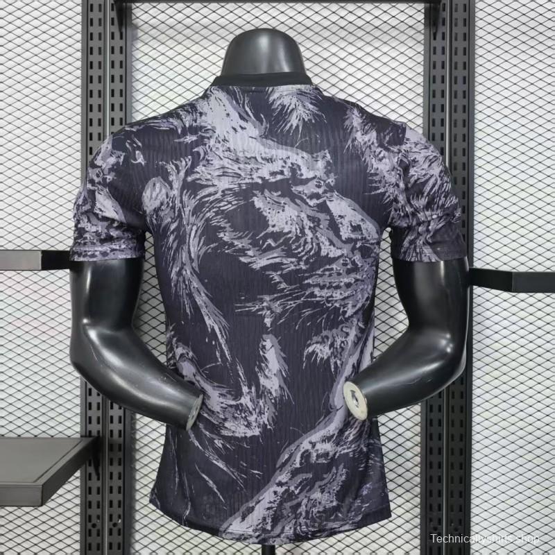 Player Version 2026 England Dark Navy with Lion Brushstroke Pattern Jersey