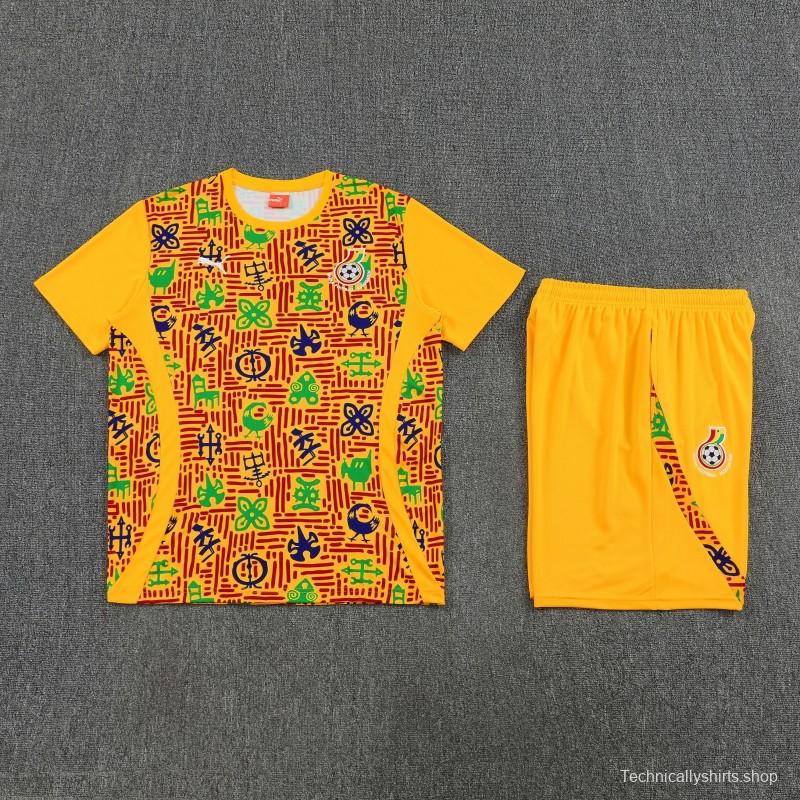 26/27 Ghana Yellow Short Sleeve+Soccer Shorts