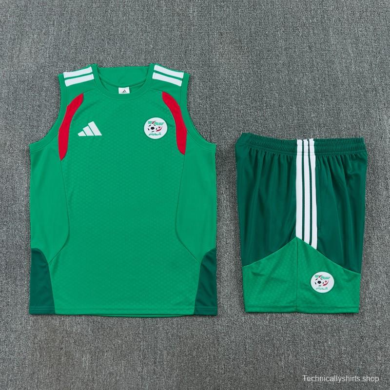 26/27  Algeria Green Sleeveless Training Vest +Shorts Set