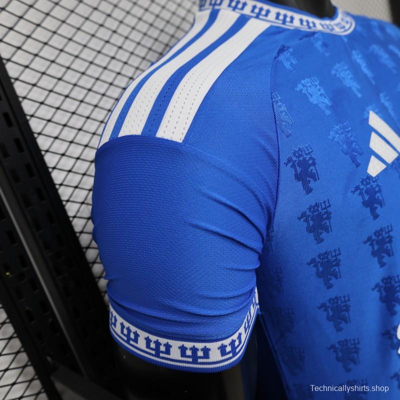 Player Version 26/27 Manchester United Blue with All-Over Devil Jacquard Pattern Jersey