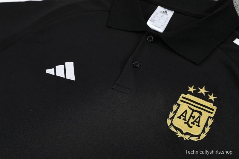 26/27  Argentina Black Polo Training Shirt + Long Pants Tracksuit