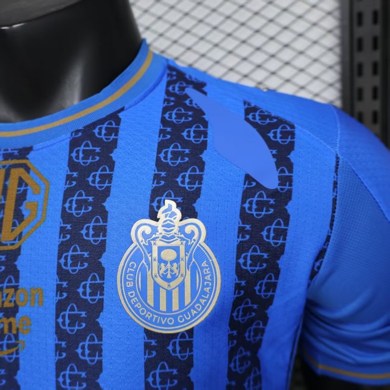 Player Version 26/27 Chivas Guadalajara Away Blue with Dark Stripe Pattern Jersey