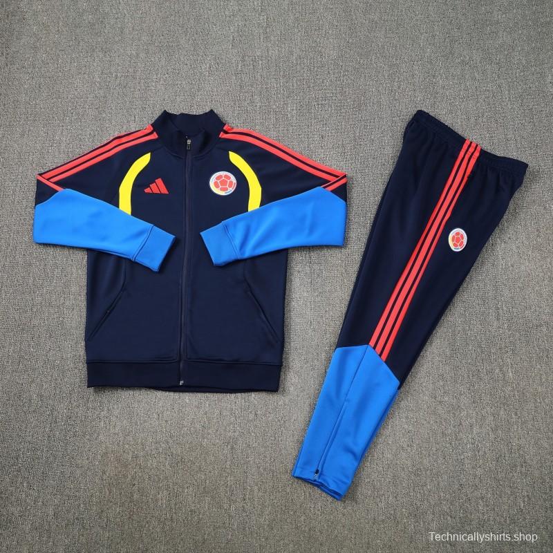 26/27  Colombia Navy Blue  Half Zipper Jacket Tracksuit  + Long Pants
