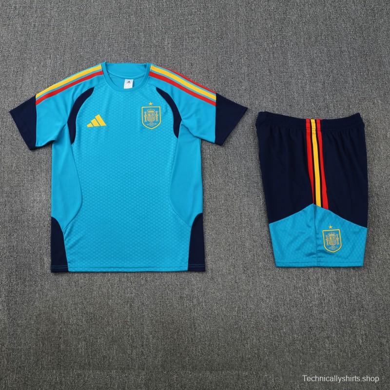 26/27 Spain Light Blue Short Sleeve+Soccer Shorts