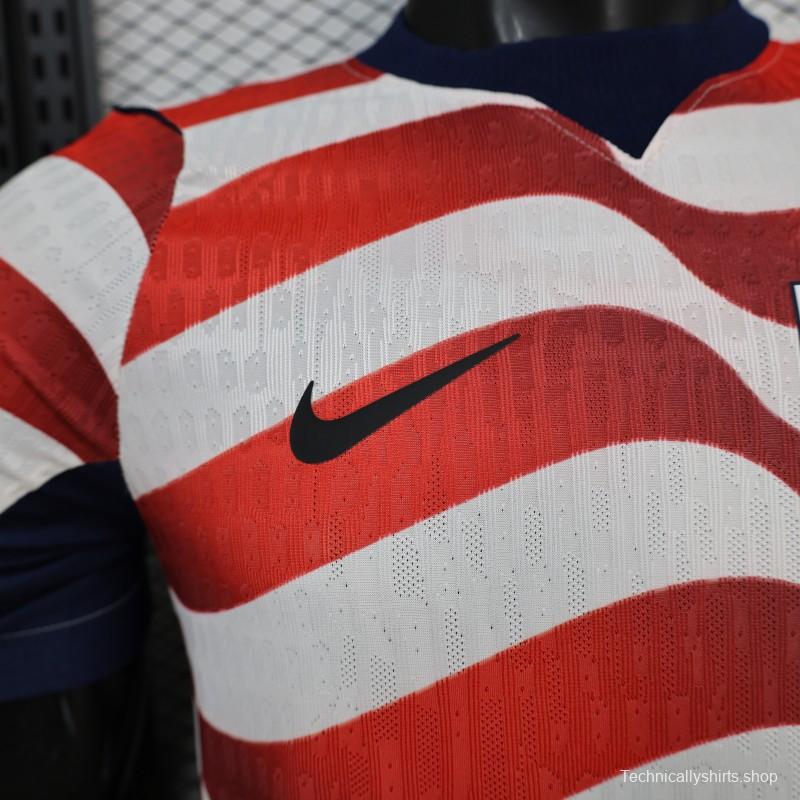 Player Version 2026 USA Home Red & White Stripe  Jersey