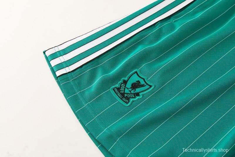 26/27 Liverpool   Green Pinstripe  Short Sleeve+Soccer Shorts