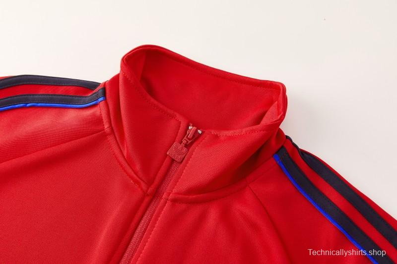 2026/27 Adidas Originals Red  Full Zipper Jacket Tracksuit + Navy Blue Long Pants