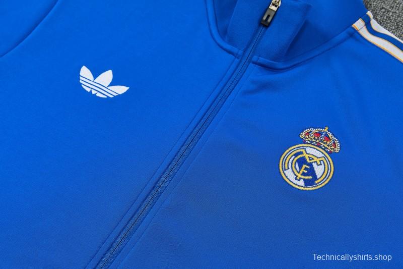 26/27 Real Madrid Blue Full Zipper Jacket Tracksuit + Long Pants