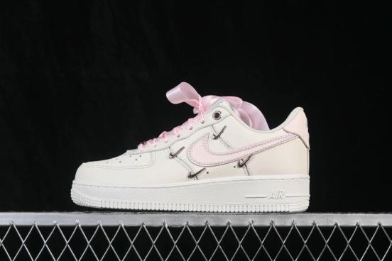Nike Air Force 1 '07 Low Hand-Painted Graffiti Pearl Cream Linen Casual Sneakers - FV8110-183