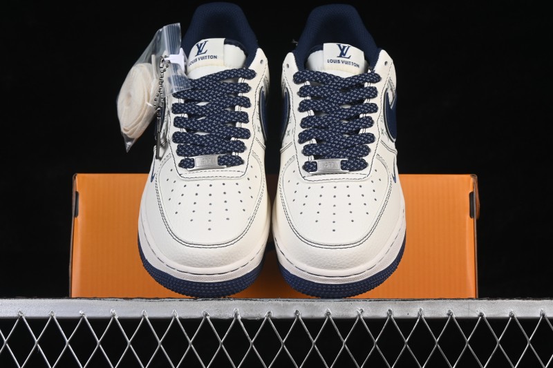 Nike Air Force 1 '07 Low Louis Vuitton Collaboration Deep Blue Classic Monogram Casual Sneakers - HH7518-078