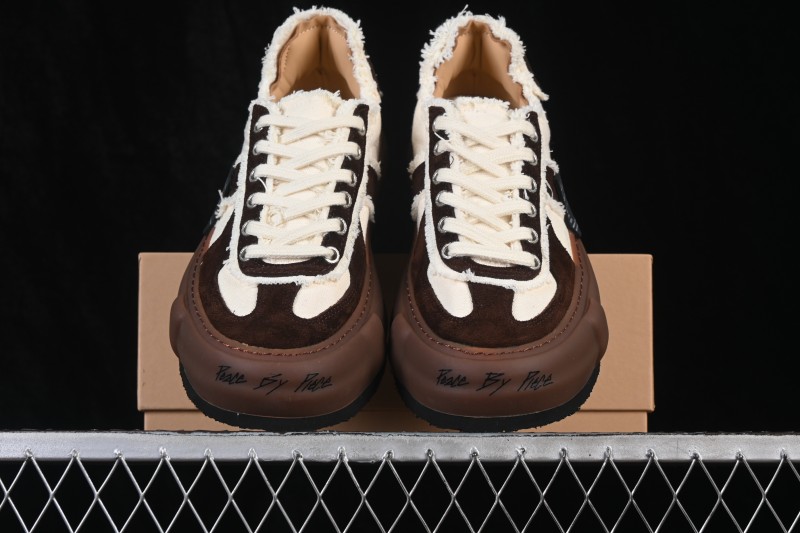 xVESSEL Wu Jianhao Collab Black Fringe Tweed Deconstructed Chunky Sole Low-Top德训 Shoes - S19X001B