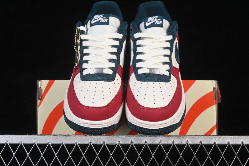 Nike Air Force 1 '07 Low Casual Sneakers with Red Black White Contrasting Colors - HT5088-622