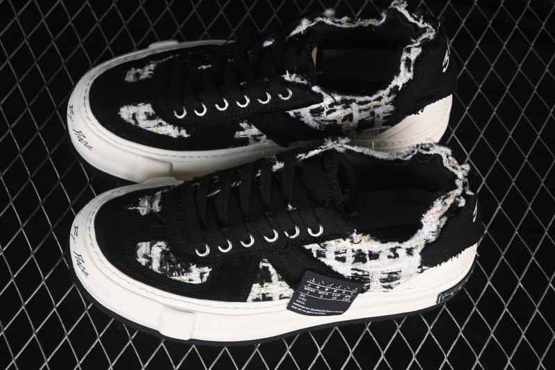 xVESSEL Deconstructed Chunky Sole Low-Top Casual Sneakers with Tweed Texture and 4CM Platform - S19X001B