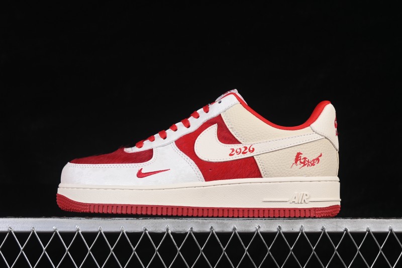 Nike Air Force 1 '07 Low Year of the Horse Limited Edition White Red Horsehair Chinese Style Casual Sneakers - XL1979-145