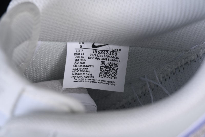 Nike Air Force 1 '07 Low White Grey Embroidery Casual Skateboard Shoes - IB6842-100