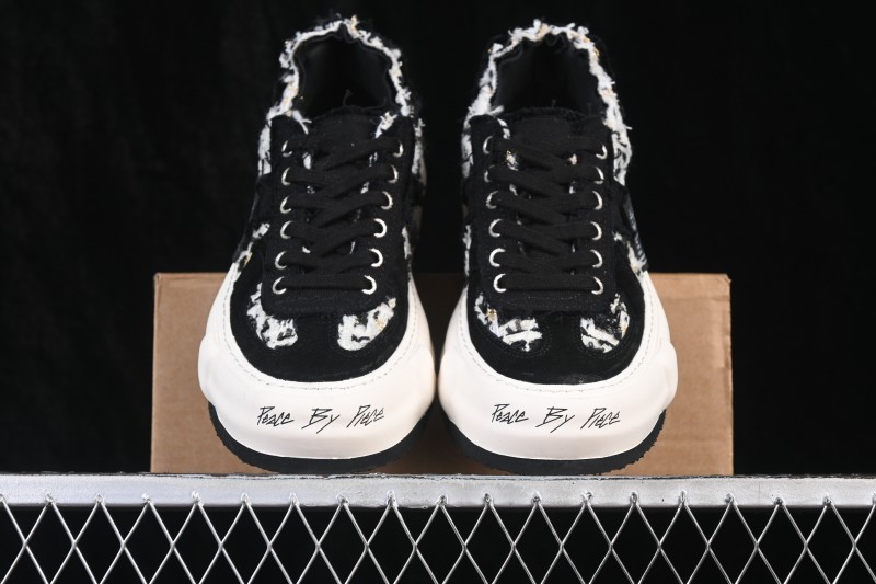 xVESSEL Deconstructed Chunky Sole Low-Top Casual Sneakers with Tweed Texture and 4CM Platform - S19X001B