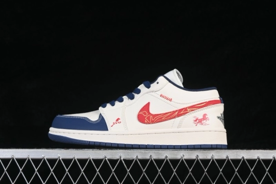 Air Jordan 1 Low AJ1 Year of the Horse Premium Custom Low-Top Retro Basketball Shoes - JJ5908-003