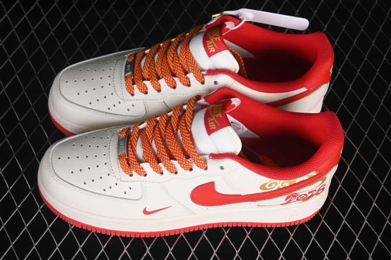 Nike Air Force 1 '07 Low Chinese New Year Limited Edition Basketball Shoes in White Wine Red - QW5288-125