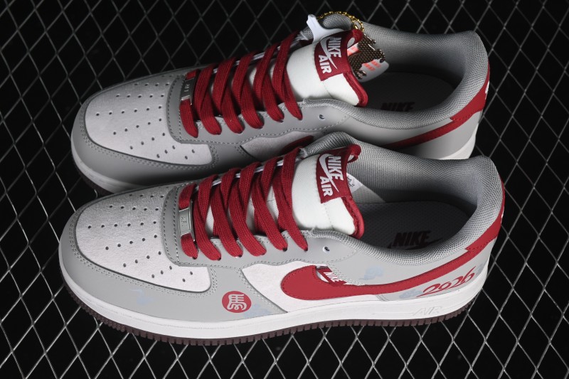 Nike Air Force 1 '07 Low Basketball Shoes with Red-Grey Contrast Design - HT5088-621