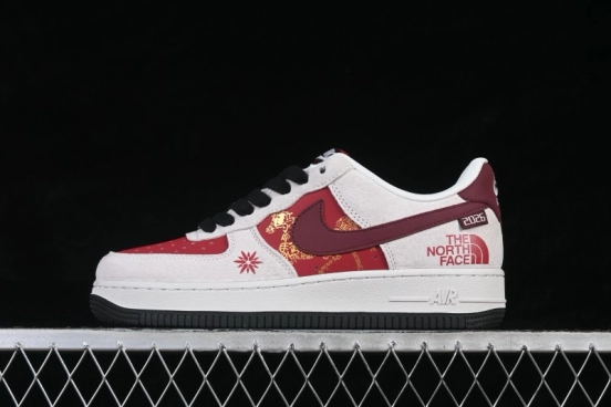 Nike Air Force 1 '07 Low Red and White Contrast Color Blocking Casual Sneakers - JP2026-138