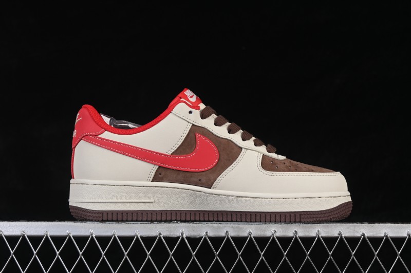Nike Air Force 1 '07 Low Year of the Horse Brown Red Casual Skateboarding Shoes with Full-Length Air Cushion - XD0028-003