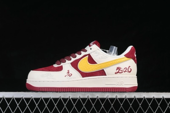 Nike Air Force 1 '07 Low Basketball Lifestyle Shoes in Wine Red and White - HT5088-611