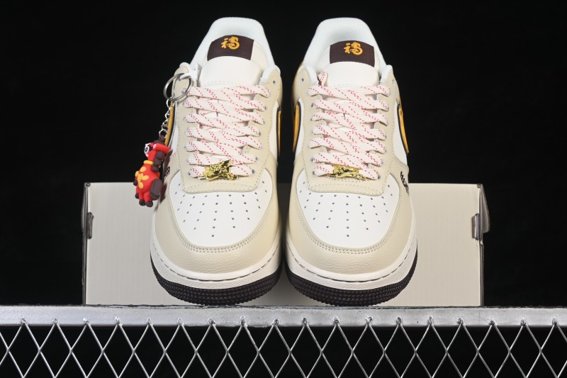 Nike Air Force 1 '07 Low Year of the Horse Limited Edition Beige Gold Thread Casual Skateboarding Shoes - NH0601-504