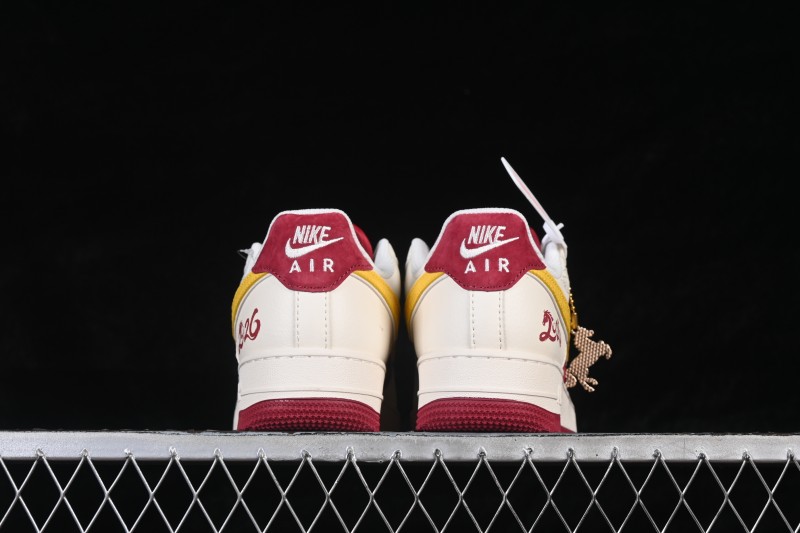 Nike Air Force 1 '07 Low Basketball Lifestyle Shoes in Wine Red and White - HT5088-611