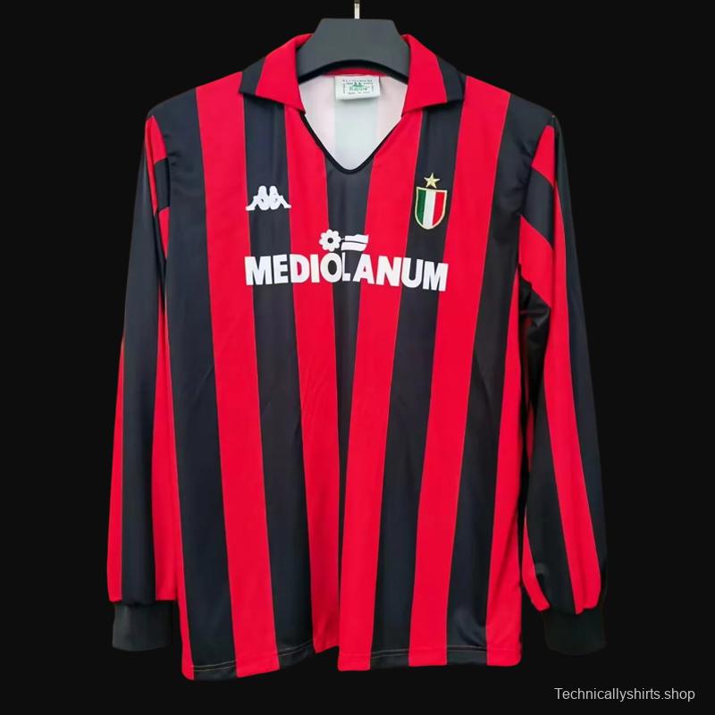 Retro 88/89 AC Milan Home Long Sleeve Jersey