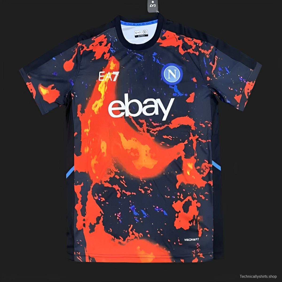 24/25 EA7 Napoli 2024 Pre-Match bright Red Volcanic Lava Pattern Jersey