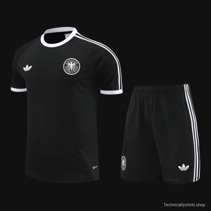 2024 Germany Black Cotton Short Sleeve Jersey+Shorts