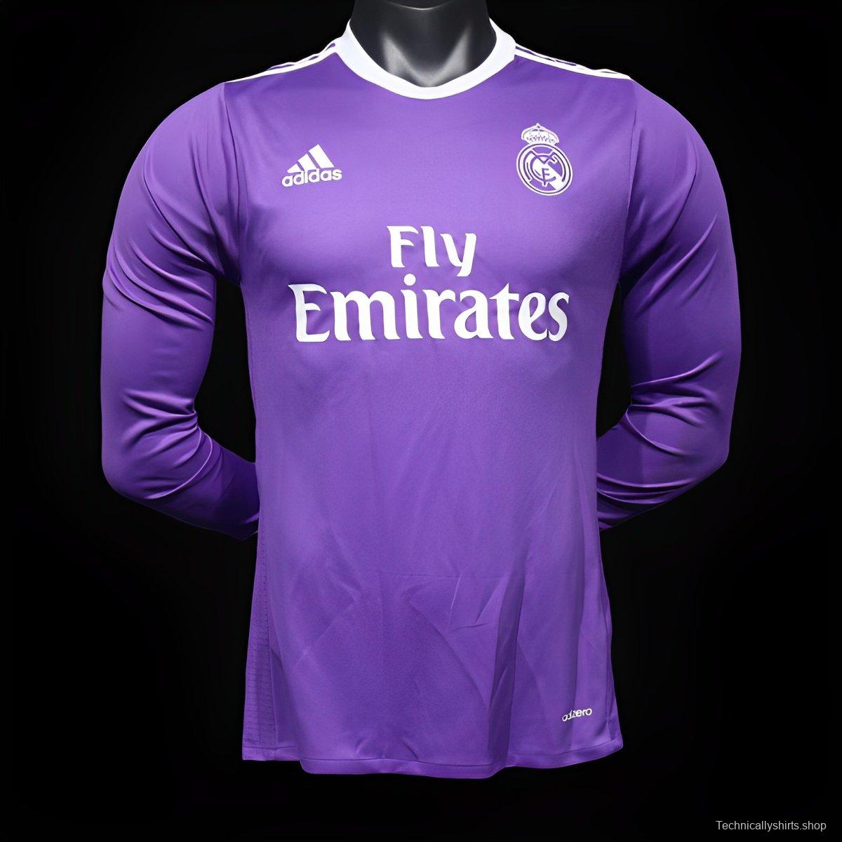 Player Version Retro 16/17 Real Madrid Away Long Sleeve Jersey