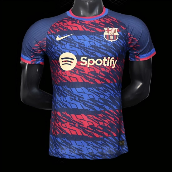 Player Version 25/26 FC Barcelona Navy Blue with Red and Blue Abstract Pattern Jersey