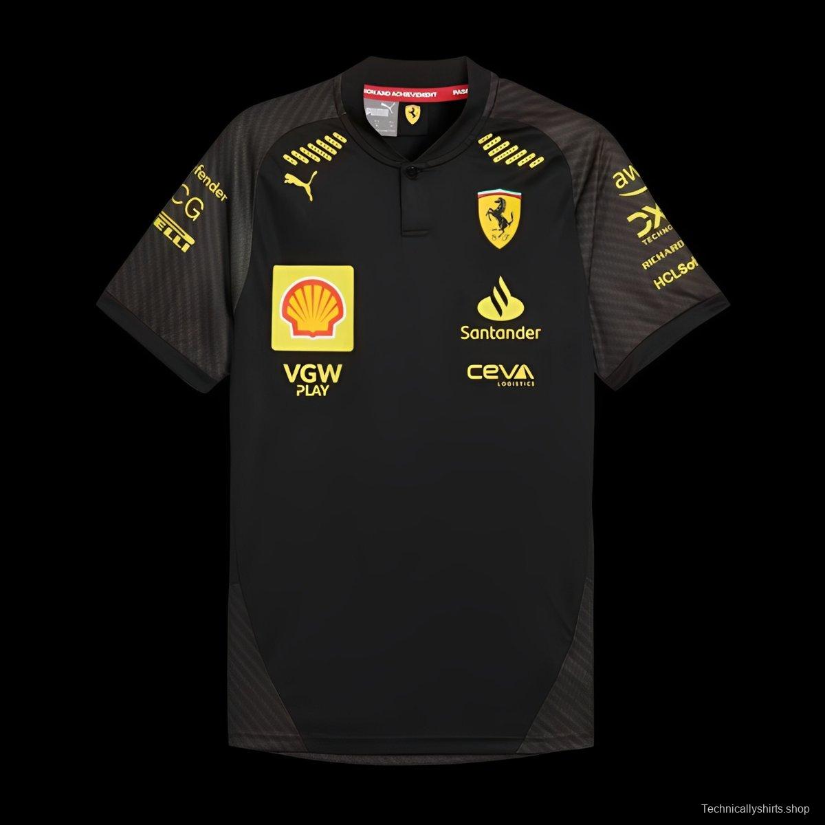 2024 F1 Scuderia Ferrari Black with Carbon Fiber Pattern Team Jersey