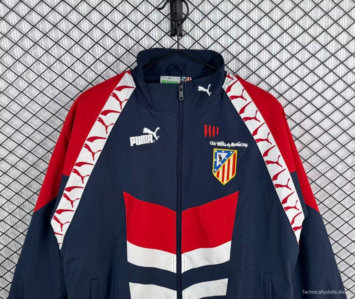 Retro 95/96 Atletio Madrid Navy/Red Windbreaker