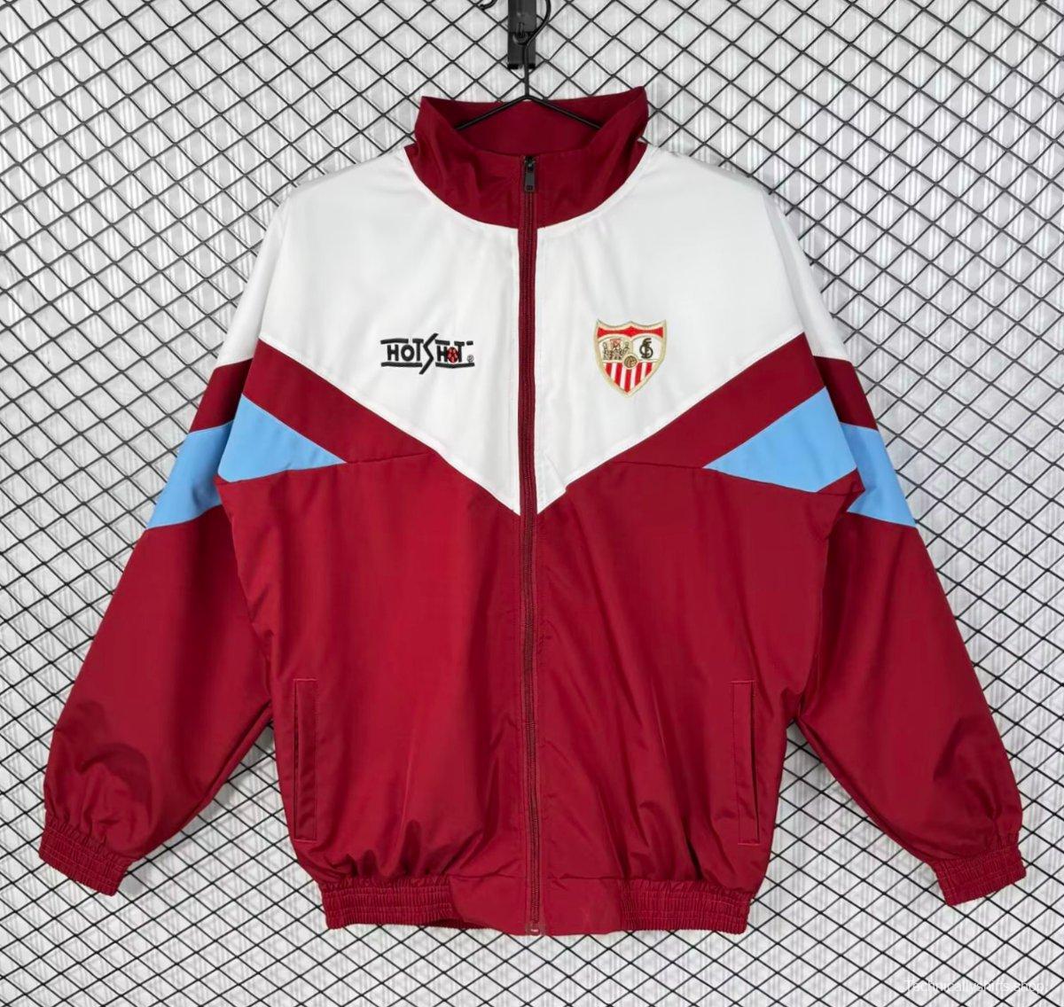 Retro 93/94 Sevilla White/Wine Full Zipper Windbreaker