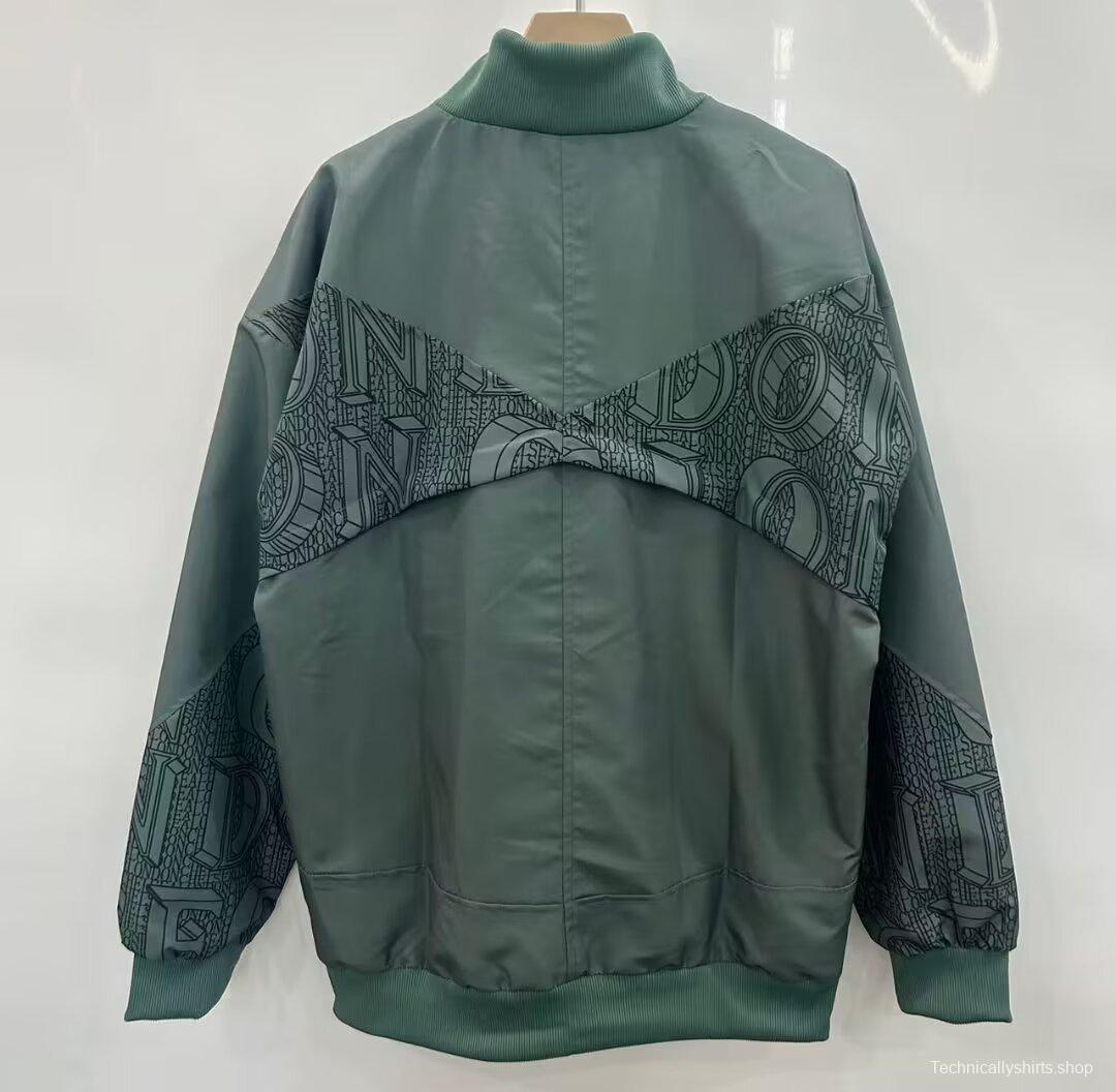 25/26 Chelsea FC Green with All-Over London Text Pattern Full Zipper Windbreaker