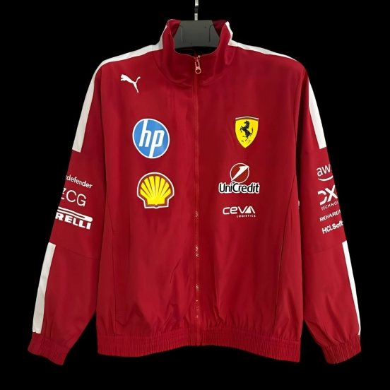 2026 F1 Ferrari Red Full Zipper Windbreaker