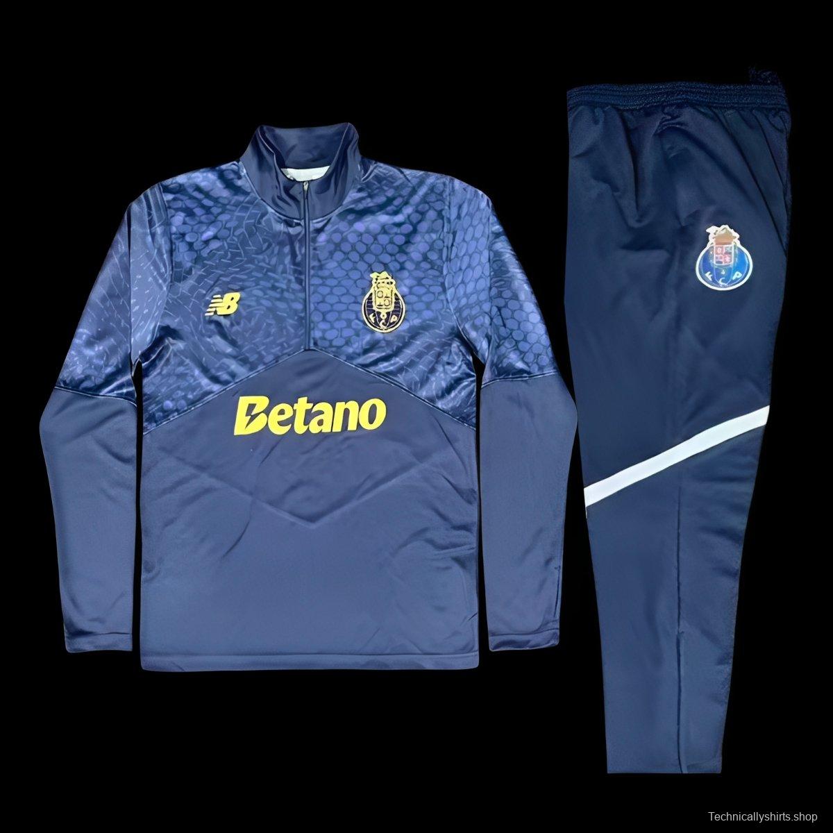 25/26 Porto Navy Blue / Dark Blue Half Zipper Tracksuit+Long Pants
