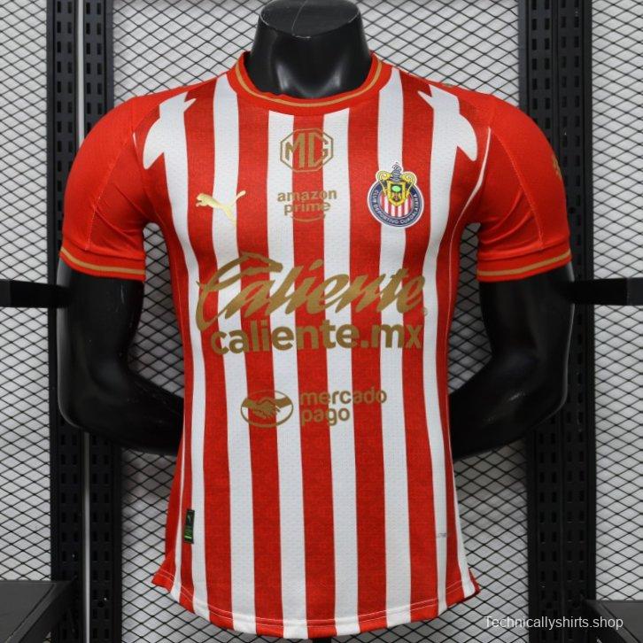 Player Version 26/27 Chivas de Guadalajara Red & White Stripes Home Jersey