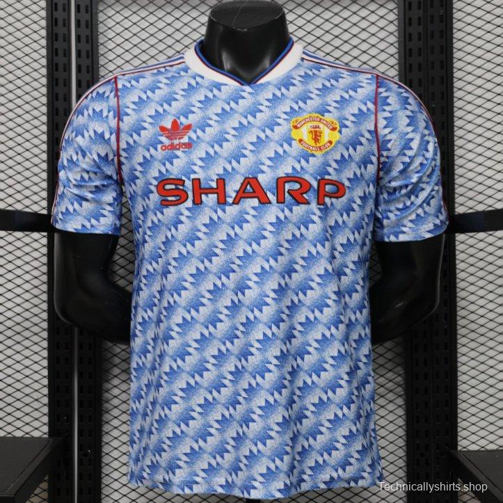 Player Version 26/27  Manchester United Away Blue Vintage Remake   Jersey