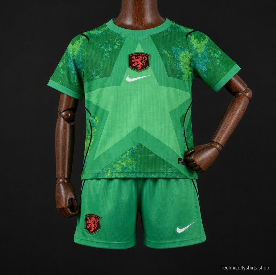 2026 Kids Netherlands Green Goalkeeper Jersey