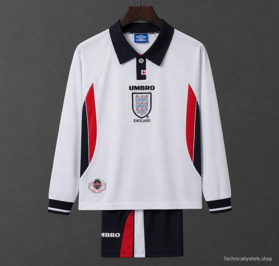 Retro Kids 1998 England Home Long Sleeve Jersey