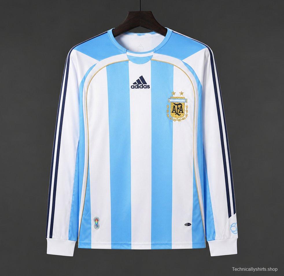 Retro 2006 Argentina Home Long SLeeve Jersey